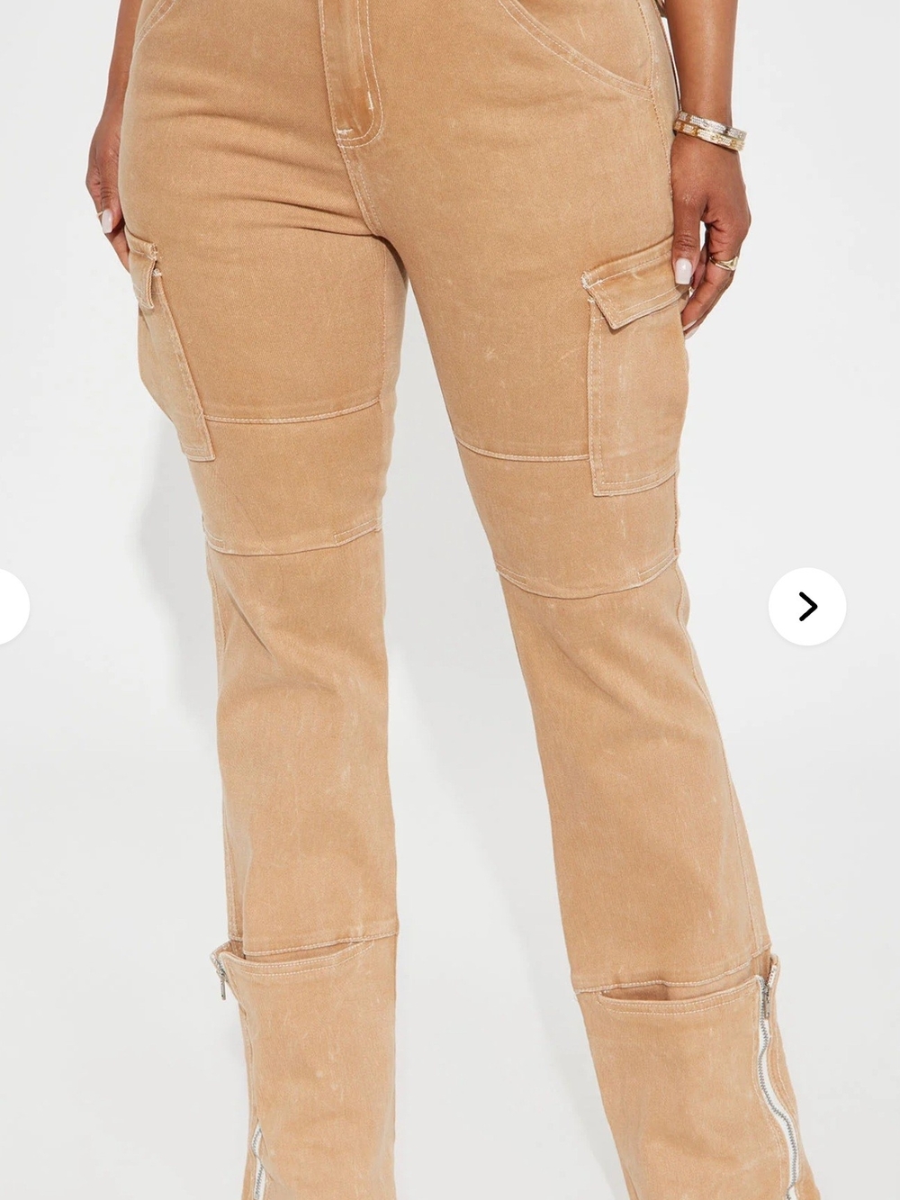 Fashion Nova Tan Flare Cargo Jeans
